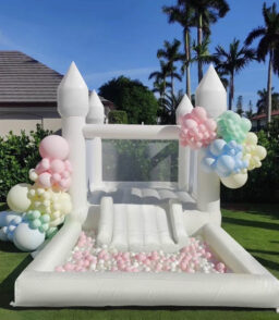 Connsann White Oxford Bounce House With Air Blower And Ball Pit. 13 ft x 8 ft x 8 ft