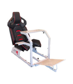 GTR Simulator GTA Racing Simulator Cockpit White Frame With Black/Red Pista Adjustable Leatherette Racing Seat - GTA-WHT-S107LBKRD