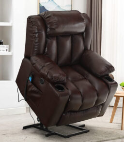 💥Clearance Sale🔥 MCombo Large Lay Flat Dual Motor Power Lift Recliner Chair Sofa with Massage and Heat. USB Ports. Cup Holders. Extended Footrest！
