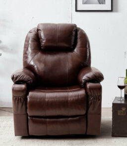 3-Position Power Lift Chair with Heal and Massage Real Leather