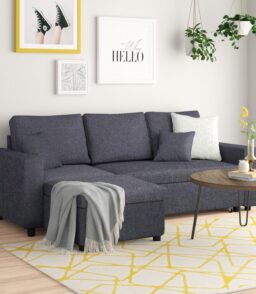 Vernita 87′′ Wide Linen Reversible Sleeper Sofa & Chaise