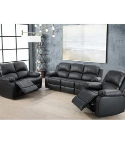 Ainehome Furniture 3 - Pieces Recliner Sectional Sofa Set. Reclining Living Room Sofa. Loveseat. Chair (Black. Living Room Set 3+2+1)