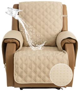TOMORO Non-Slip Quilted Recliner Cover - 100% Waterproof Recliner Chair Slipcover Furniture Protector with 5 Storage Pockets. Washable Couch Cover