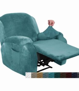 MAXIJIN Velvet 4 Piece Recliner Cover Stretch Plush Soft Cover for Recliner Chair Thick Soft Recliner Chair Slipcover Separate C