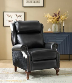 Paulo Traditional Genuine Leather Manual Recliner with Nailed Trim
