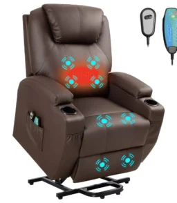 Vineego Power Lift Recliner Chair PU Leather for Elderly with Massage and Heating. Brown