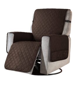 Subrtex Recliner Chair Cover for Large Reclining Chair Slipcover Seat Width to 28 inch Reversible Washable Protector with Elastic Adjustable Straps