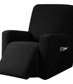 Subrtex Recliner Slipcover with Pockets Stretch Furniture Chair Cover. Black (Back Width 24 inch-32 inch & Height 29 inch-36.5 inch)