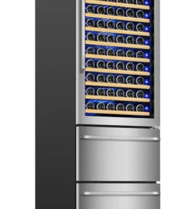 24 Inch Dual Drawer Fridge Under Counter with Wheels. Outdoor Beverage Refrigerator for Patio. Stainless Steel Weather-Proof. Freestanding or Built-In Installation. Ideal for Home and Commercial Use