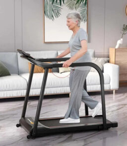 Senior-Friendly Walking Treadmill With Extended Handrails. 2.5 HP. 300 Lb Capacity. Black