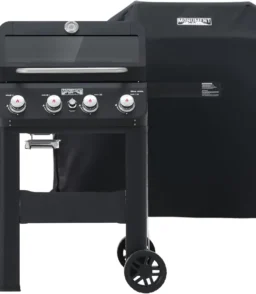 Grills 4-Burner Liquid Propane Gas Grill. Silver Stainless Steel Grill Outdoor Patio Garden Barbecue Grill with Clearview® Lid and One Foldable Shelf. Mesa400MF
