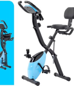 Foldable Magnetic Upright And Recumbent Exercise Bike. Light Blue
