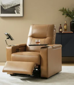 Iliana Electric Genuine Leather Recliner with Small Table and Phone Holder