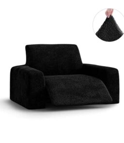 Stretch Recliner Slipcover - Easy to Clean & Durable - Velvet Collection PAULATO by GA.I.CO. Upholstery Color: Black