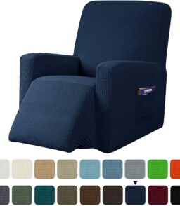 Subrtex Recliner Chair Cover Reversible Recline Sofa Slipcover with Side Pockets (Small. Wine). Red