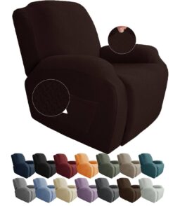 JIVINER Newest Design 4-Piece Recliner Chair Covers Recliner. Dark Coffee