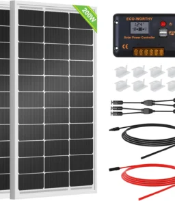 200 Watts 12 Volt/24 Volt Solar Panel Kit with High Efficiency Monocrystalline Solar Panel and 30A PWM Charge Controller for RV. Camper. Vehicle. Caravan and Other Off Grid Applications