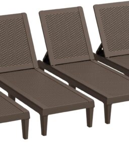 Outdoor Chaise Lounge Chair Set of 2 for Patio Poolside. Waterproof & Adjustable & Easy Assembly Sun Lounger for Outside Deck. Pool. Beach. Black