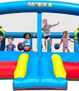 Big Inflatable Bounce House for Party Fun.15ft x 14.8ft.Double Basketball Hoop.Throw Ball Game.Reinforced PVC Bounce Floor.Jumping Bouncy Castle Holds 6 Kids