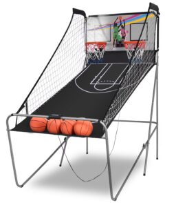 Costway Double Shot Electronic Basketball Arcade Game. 8 Game Modes. 4 Balls. Grey