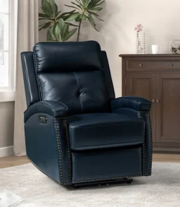 Stefan Genuine Leather Power Recliner with Nailhead Trim