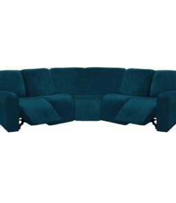 ULTICOR 7-Piece Sectional Recliner Sofa Covers. Velvet Stretch Reclining Couch Covers for Reclining L Shape Sofa. Thick. Soft. Washable (deep Teal.