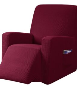 Subrtex Recliner Slipcover with Pockets Stretch Furniture Chair Cover. Wine. Size: 32. Red