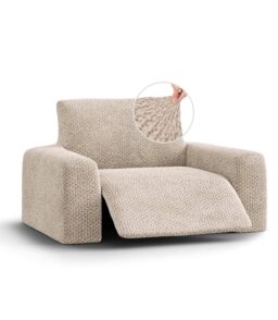 Stretch Recliner Slipcover - Easy to Clean & Durable - Velvet Collection PAULATO by GA.I.CO. Upholstery Color: Vanilla