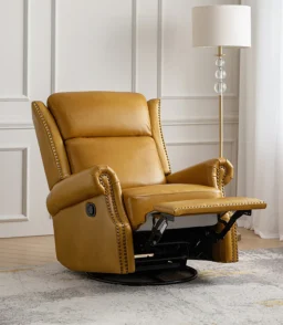Martina Genuine Leather Manual Swivel Glider Recliner