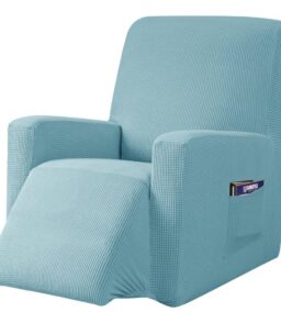 Subrtex Recliner Slipcover with Pockets Stretch Furniture Chair Cover. Light Blue (Back Width 24 inch-32 inch & Height 29 inch-36.5 inch)