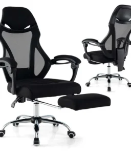 Mesh Office Chair Ergonomic Desk Chair with Footrest and Tilting Backrest. High Back Recliner Swivel Task Chair for Home Office