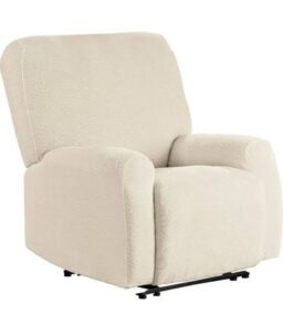 Mainstays Boucle Stretch-to-Fit Fabric Recliner Slipcover. 4-Piece. Beige