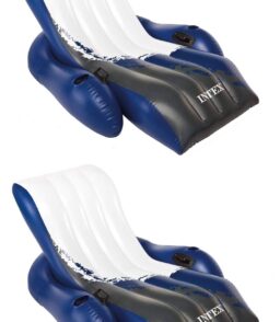 Intex - Inflatable Floating Comfortable Recliner Lounges with Cup Holders (2 Pack)