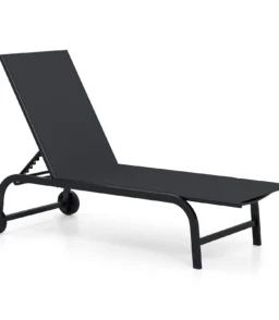 Tangkula Lounge Chair Outdoor 6-Position Recliner Metal Frame Breathable Fabric (1/2)