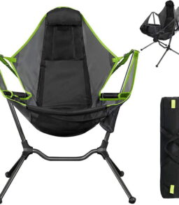 VEANERWOOD Folding Rocking Camping Chair With Pocket. Steel. 330lbs Capacity