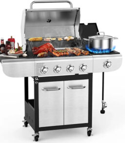 COWSAR 4-Burner Propane Gas Grill With Stainless Steel Burners. 44.000 BTU - 50.79in D x 21.65in W x 46.06in H