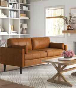 Gaia 81 Genuine Leather Square Arm Sofa