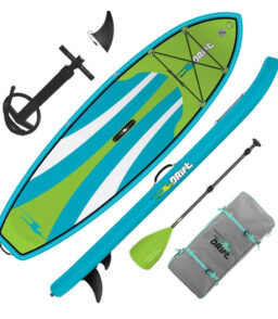 Drift Kids Inflatable Stand Up Paddle Board. 8'x33in. With Adjustable Aluminum Paddle And Backpack Travel Bag