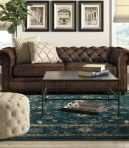 Owen 84 Genuine Leather Rolled Arm Chesterfield Sofa